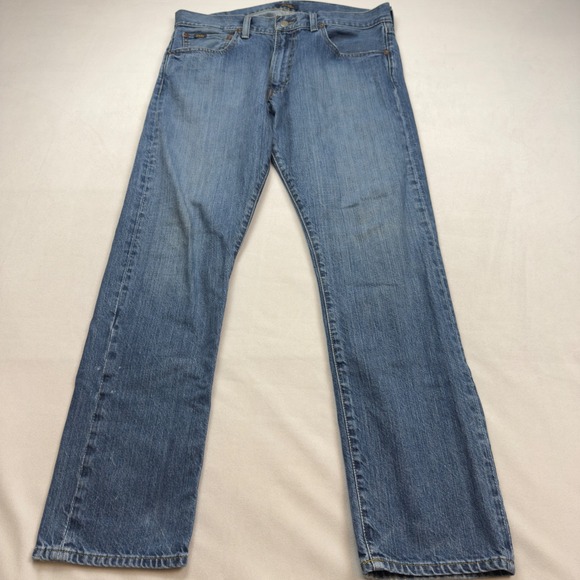 Polo Ralph Lauren Varick Slim Straight Jeans Mens 33x30 Blue Denim Wash - Picture 1 of 12